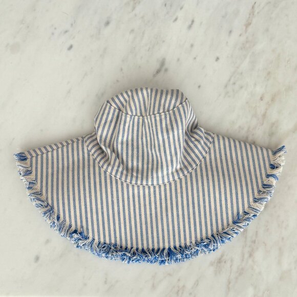 NWT! Hat Attack Packable Sun Hat, Blue & White Stripes main image 2